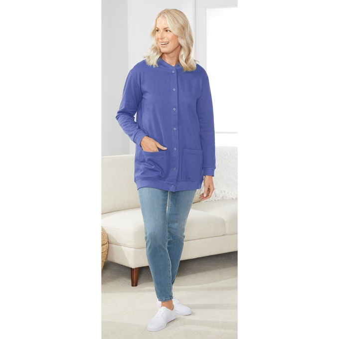 Snap-Front Cotton-Blend Women's Cardigan, , large