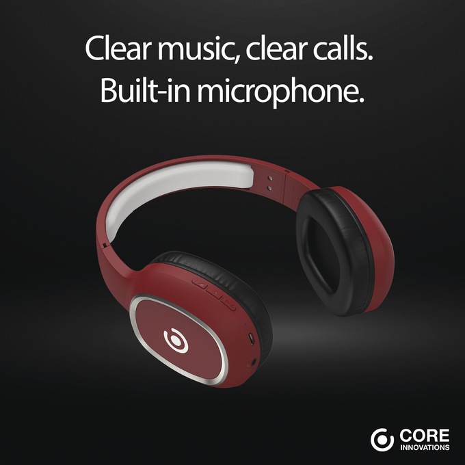 Core Innovations Wireless Bluetooth Headphones, Ruby, large