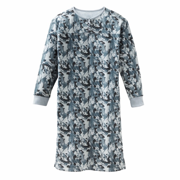 Henley Cotton-Blend Sweatshirt Dress, , large
