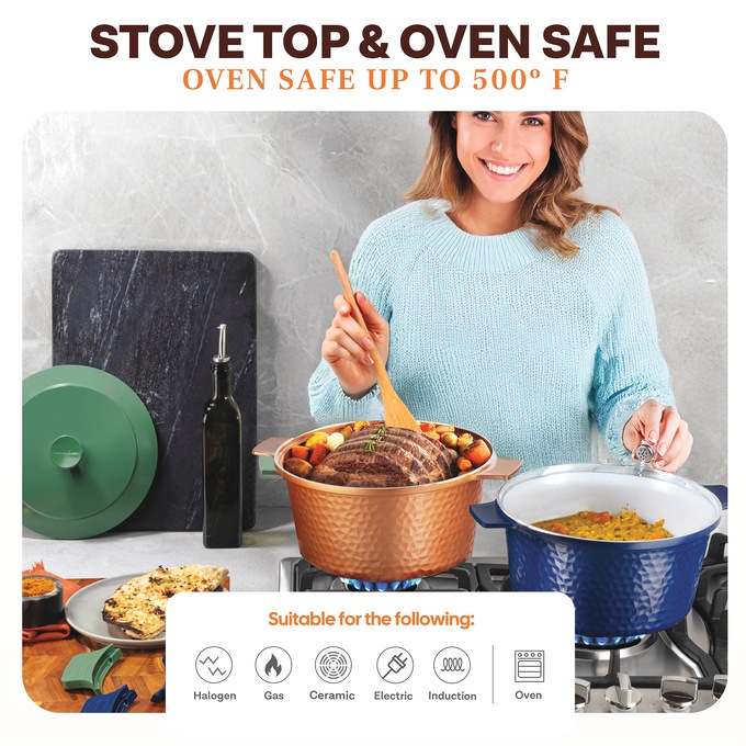 Gotham Steel 5-Quart Hammered Dutch Oven, , large