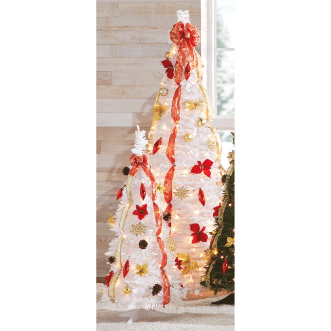 3' Poinsettia Pop-Up Tree, White, large