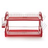 Space-Saving 2-Tier Dish Drying Rack with Utensil Holder, Delicious Red, large