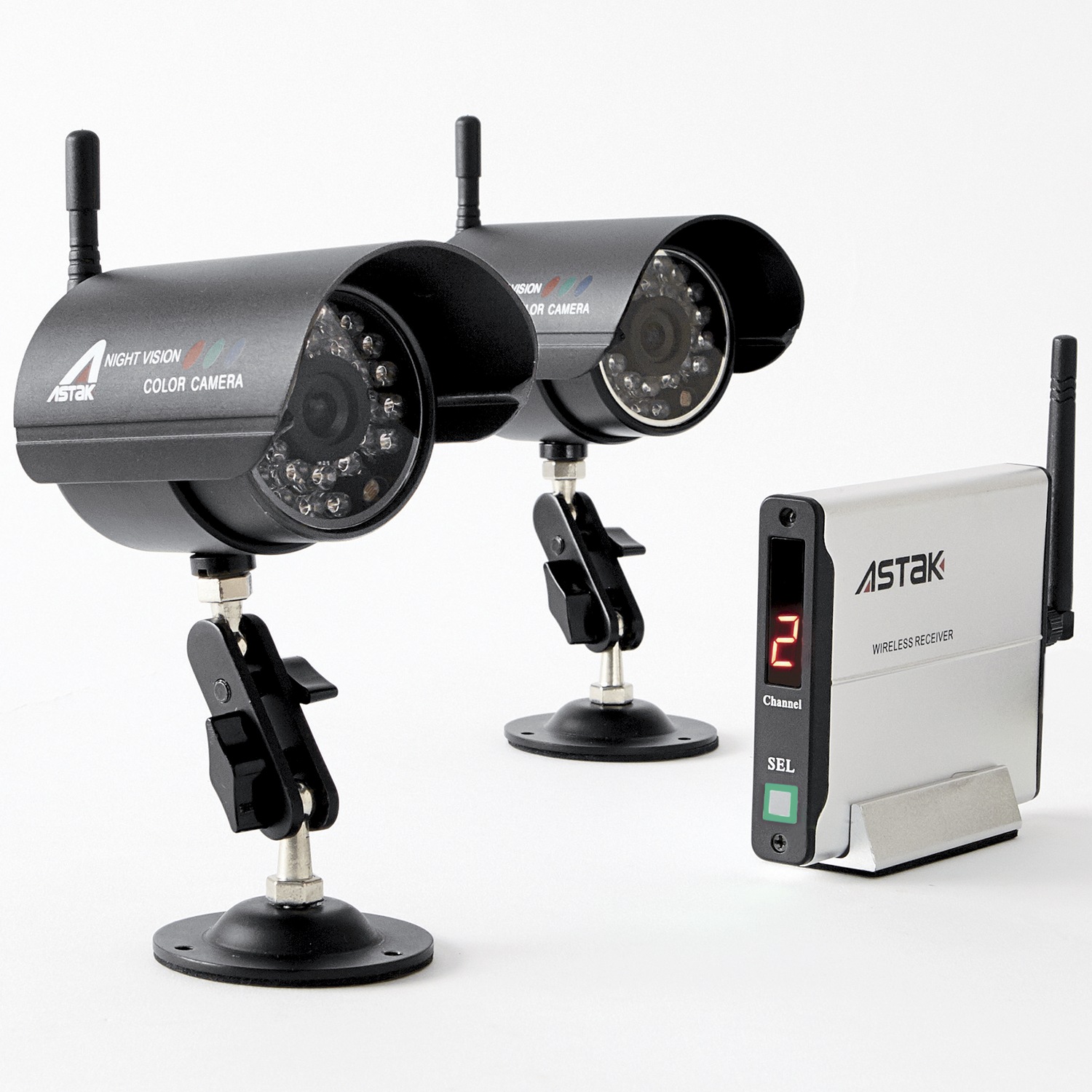 Set of 2 Indoor/Outdoor Surveillance Cameras with Receiver ...