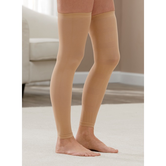 1 Pair Open-Toe Thigh-High Compression Hose, , large