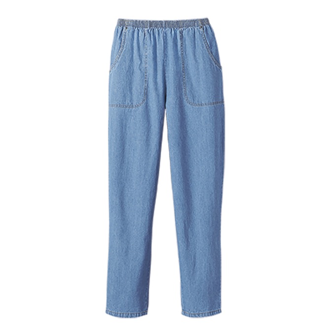 Lightweight Classic Cotton Tapered Jean with Elastic Waist, , large