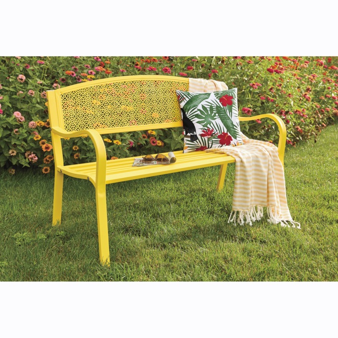 Colorful Garden Bench, Lemon Yellow, large