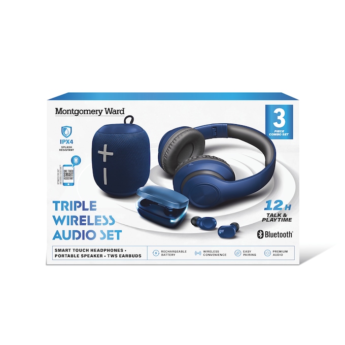 Montgomery Ward 3-Piece Wireless Audio Kit, Blue, large