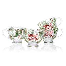 Dolly Parton Holly Dolly Christmas Set of 4 Glass Mugs, , large