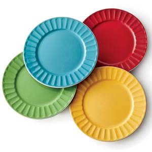 Set of 4 Assorted Solid Dinner Plates, , large