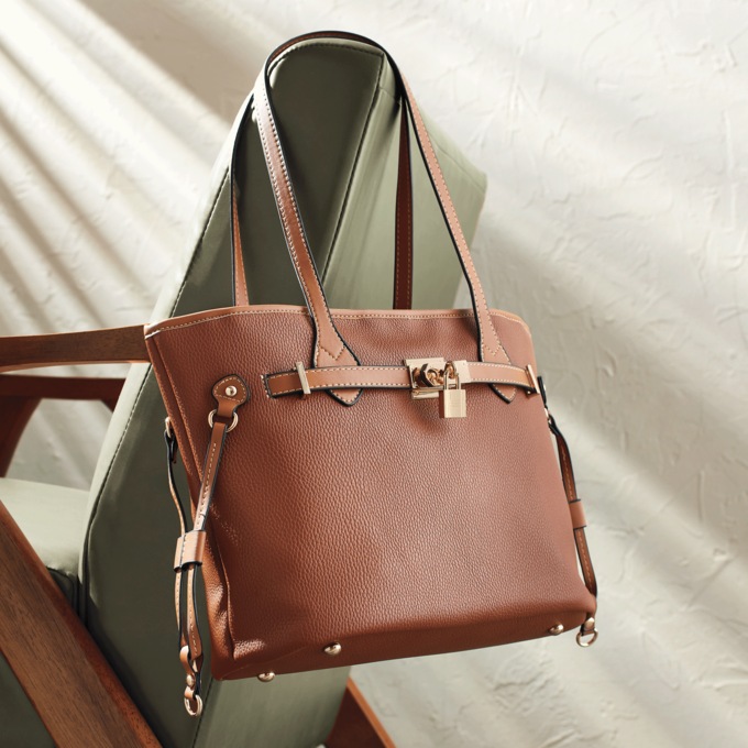 Ellie Women's Multi-Pocket Tote Bag , Brown, large