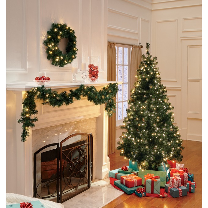 3-Piece Prelit Tree, Wreath and Garland Set, , large