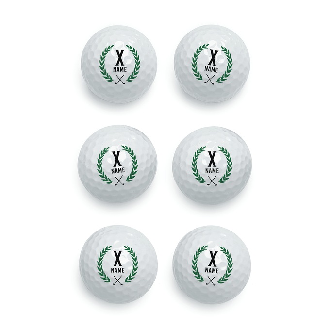 Set of 6 Personalized Laurel-Wreath Golf Balls, , large