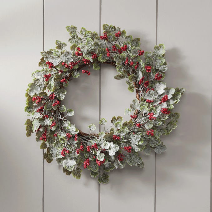 Frosted Mini Grape Leaf Wreath, , large