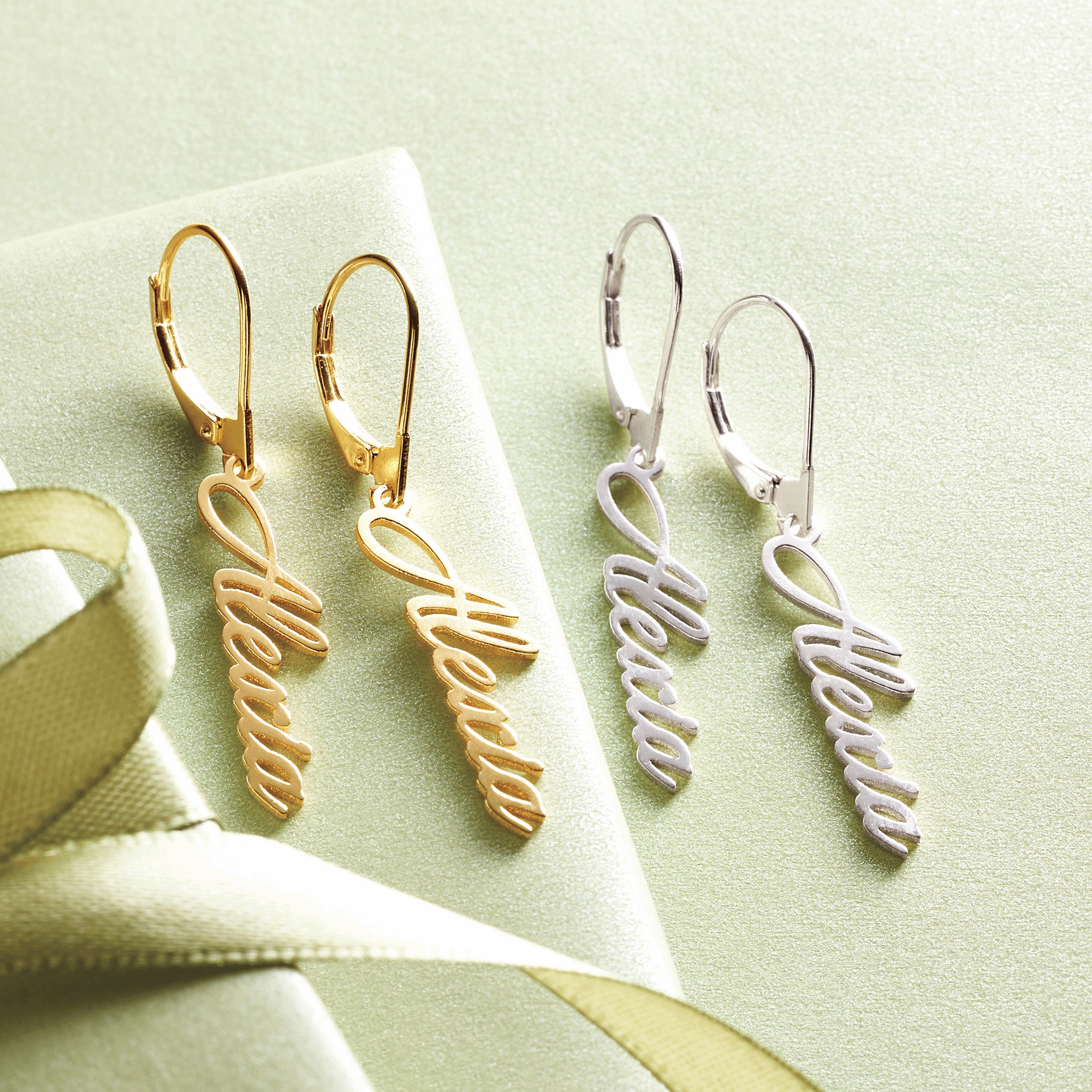 Name Leverback Earrings, , large
