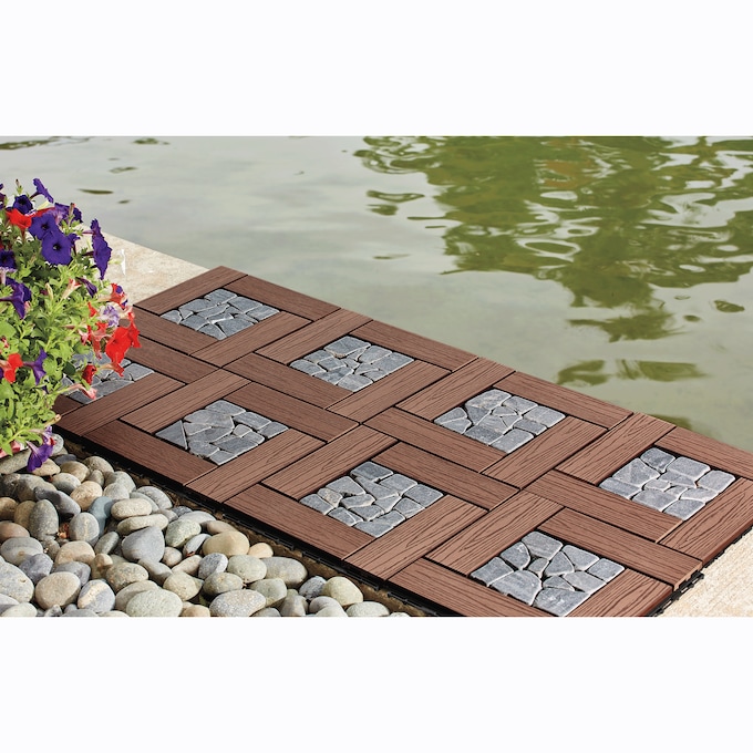 Set of 8 Outdoor Wood Patio Tiles, , large
