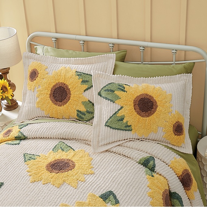 Sunflower Chenille Sham, , large