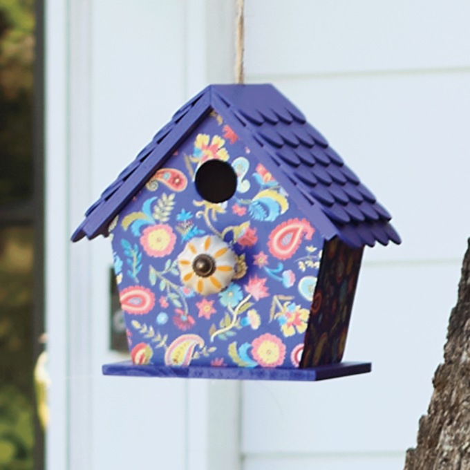 Blue Paisley Birdhouse, , large