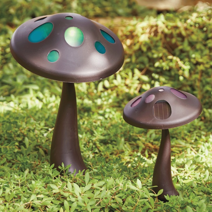 Set of 2 Solar Mushroom Stakes, , large