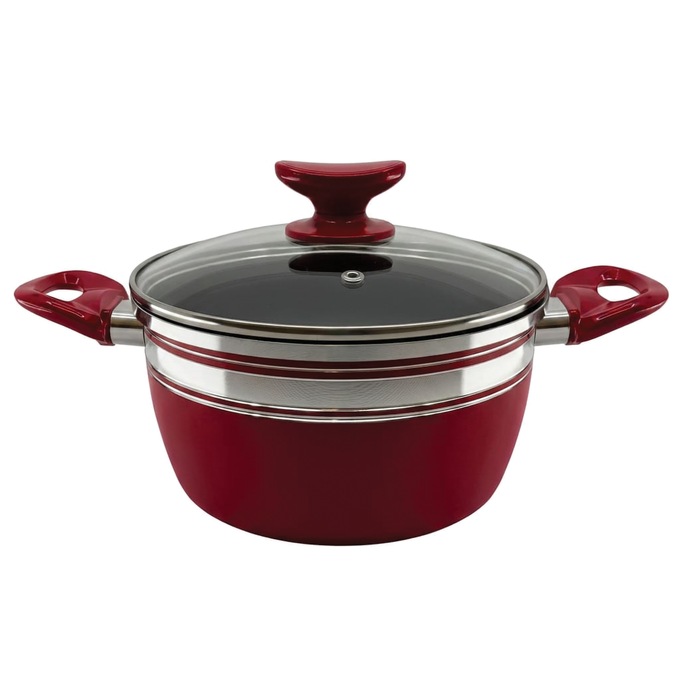 Chef Tested 8-Piece Ceramic Banded Cookware Set by Wards, Red, large
