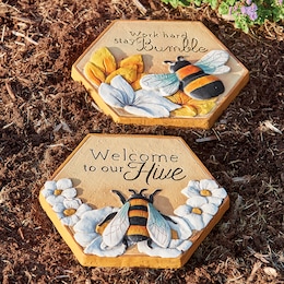Set of 2 Bee Stepping Stones, , large