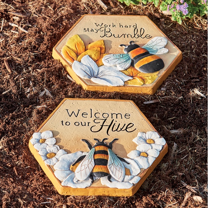 Set of 2 Bee Stepping Stones, , large