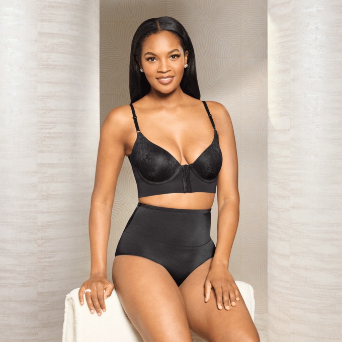 High-Waist Bottom Booster Padded Butt-Enhancing Panty with Tummy Control, , large