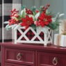 Lit Berry Poinsettia in Wooden Planter, , large