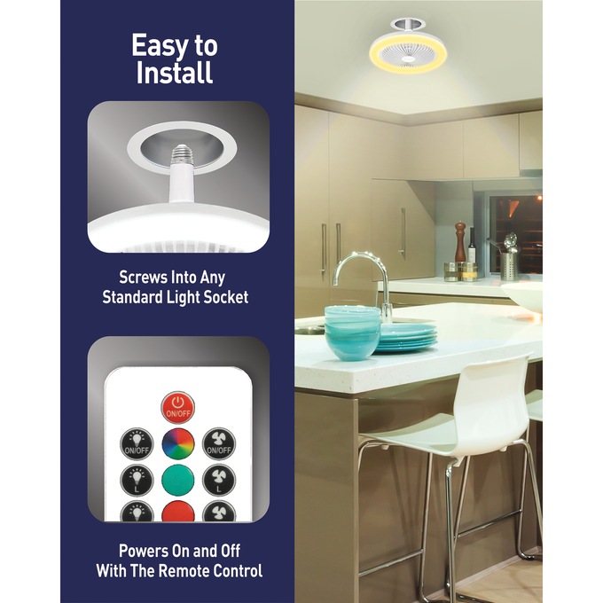 Bell+Howell 2100-Lumen Socket Air Fan Light, White, large