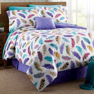 Colorful Feathers Comforter Set, , large
