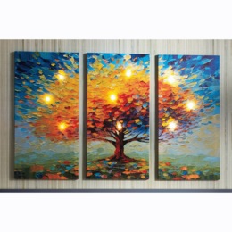 3-Piece Lit Colorful Tree Triptych, , large