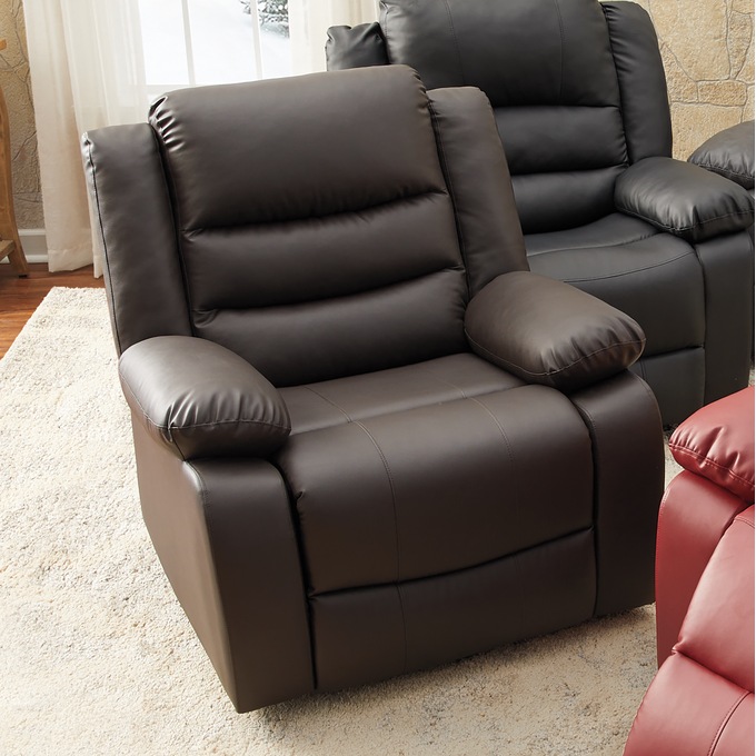 Overstuffed Recliner, Brown, large