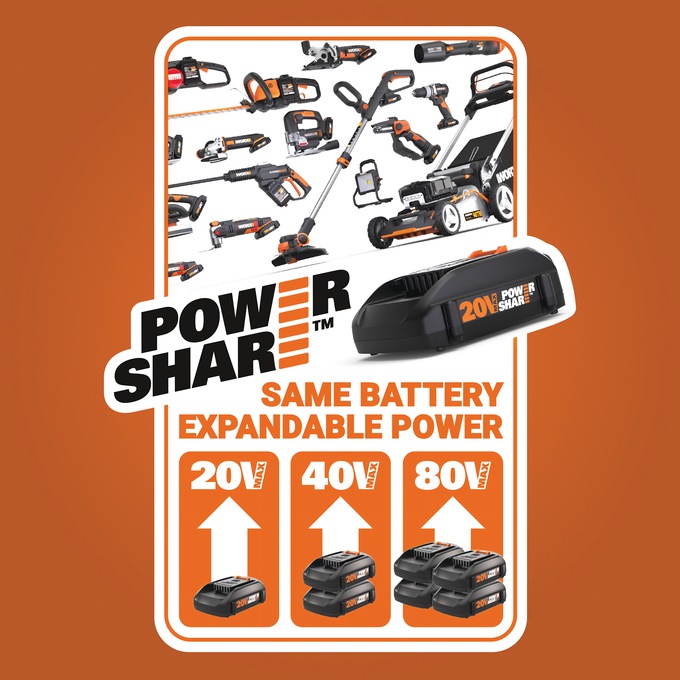 Worx 20V Power Share Cordless Leaf Blower/Sweeper, , large
