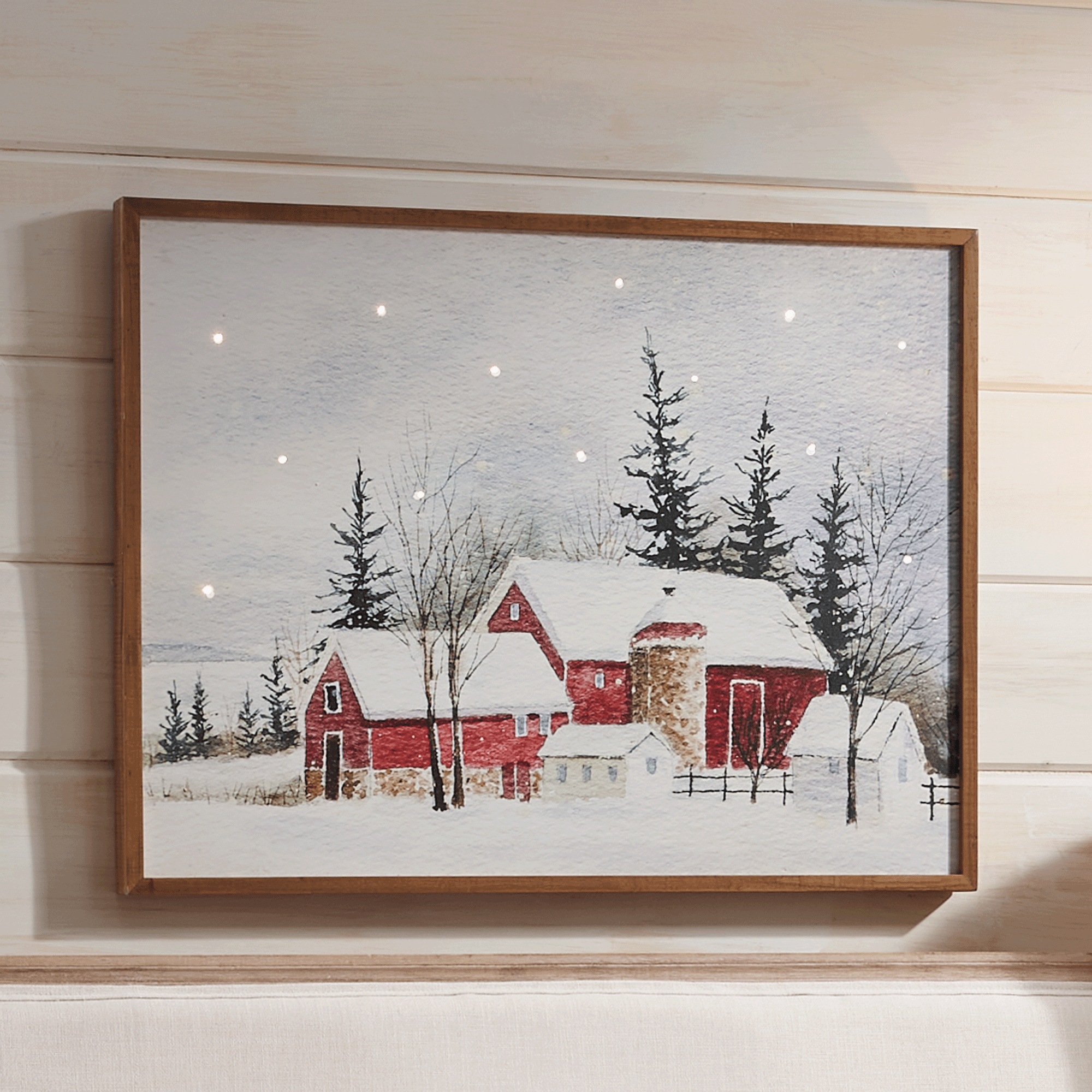Lit Winter Barn Wall Art, , large