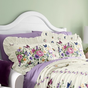 Butterfly Floral Ruffled Sham, , large
