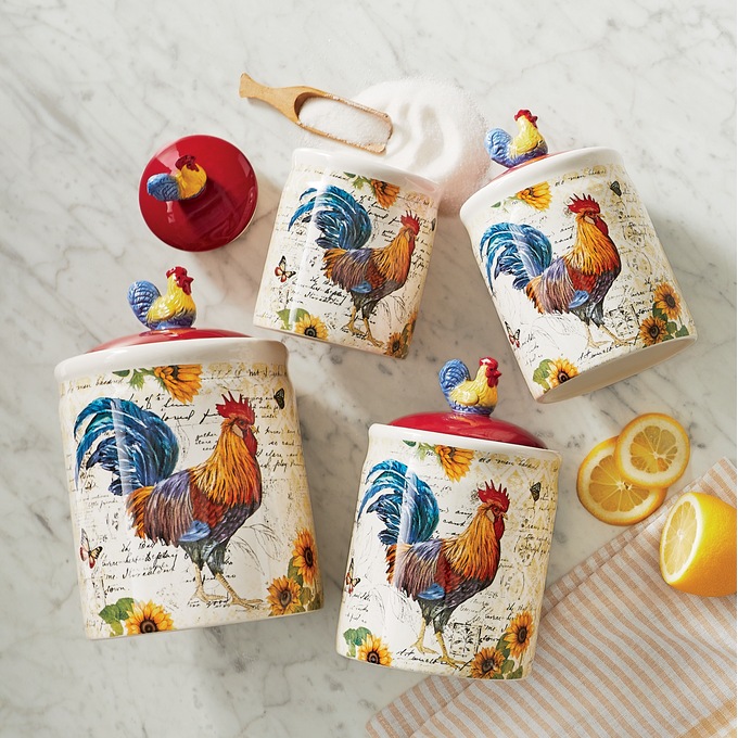 4-Piece Rooster Canister Set, , large