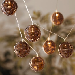 Solar Faux-rattan String Lights, , large