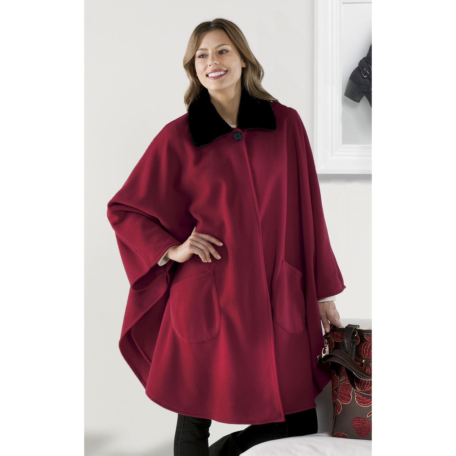 fleece cape coat
