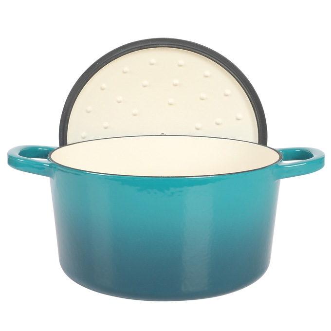Crock Pot Artisan 7-qt. Enameled Cast Iron Round Dutch Oven with Lid, Teal Ombre, large