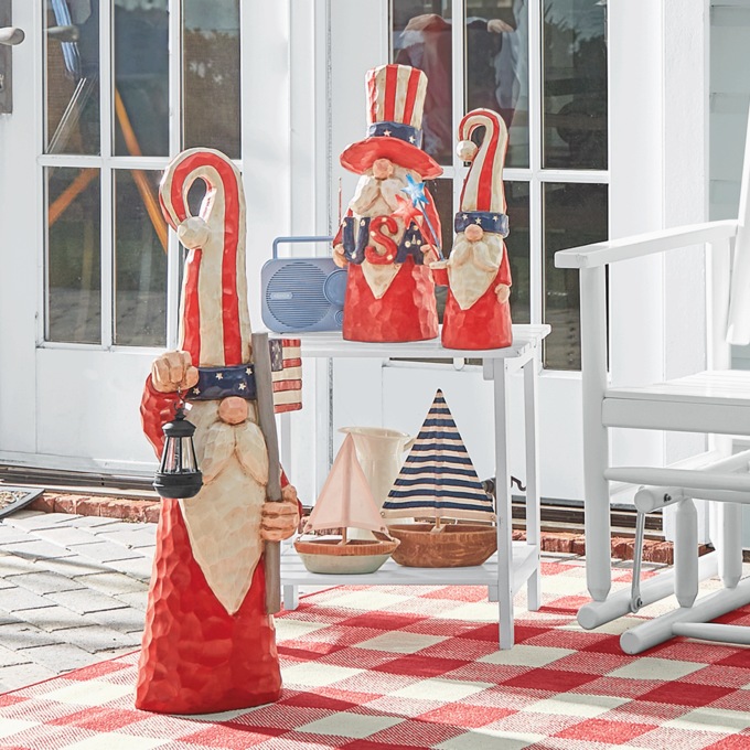 Set of 3 Lit Patriotic Gnomes, , large