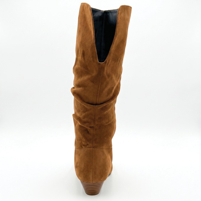 Amanda D'Laurie Tall Scrunch Boot: Rich Suede Look with 1" Wedge Heel, , large