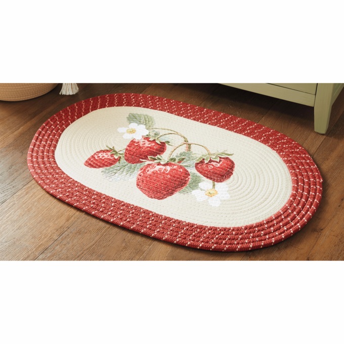 Strawberry Patch Braided Rug - 20" x 30", , large