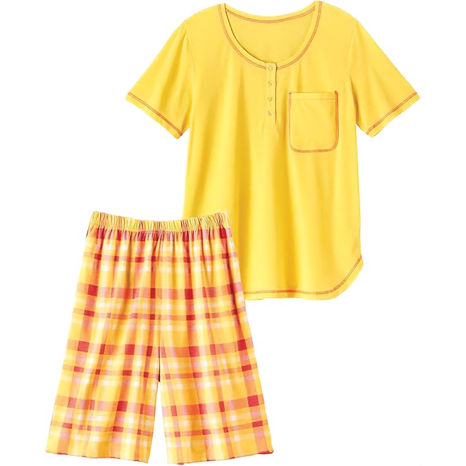 Plaid Knit Shorty PJs, , large
