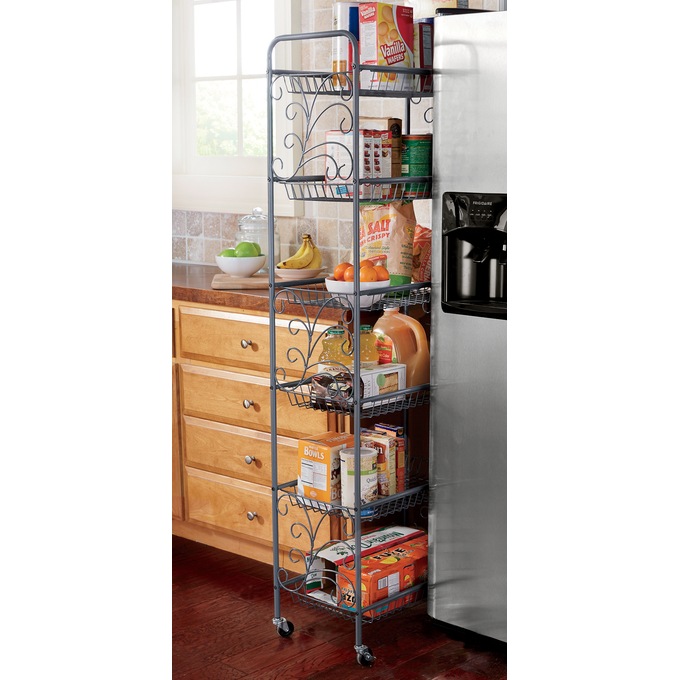 Scroll 6-Tier Rolling or Standing Shelves, , large