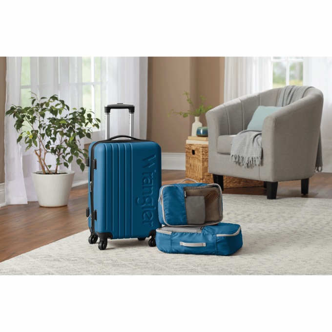 Wrangler 3-Piece Luggage and Packing Cubes Set, Moroccan Blue, large