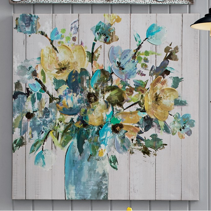 Cool Blue Floral Canvas, , large