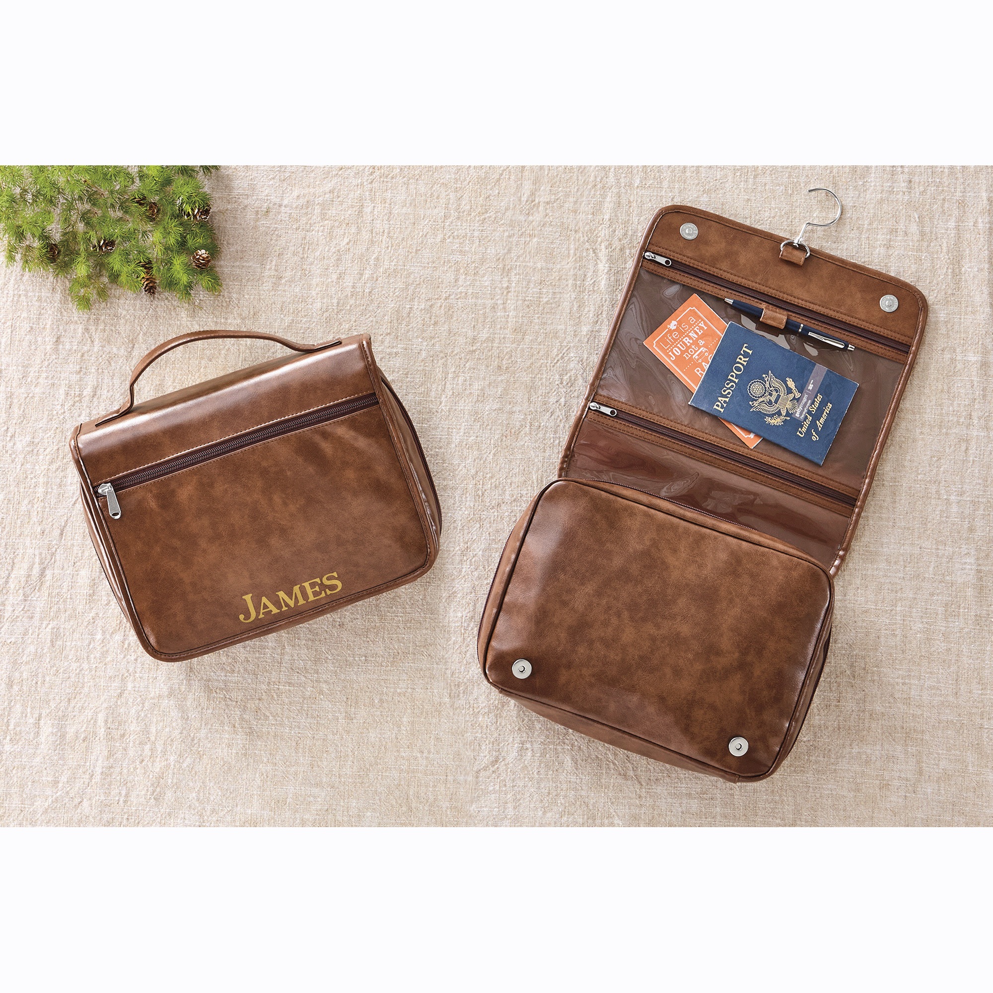 Personalized Faux-Leather Toiletry Organizer, , large