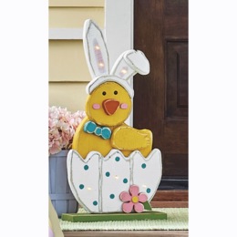 Chunky Wood Lit Chick in Easter Egg, , large