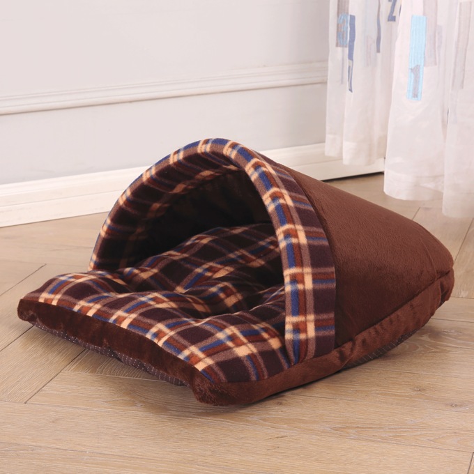 Slipper Pet Bed, Brown, large