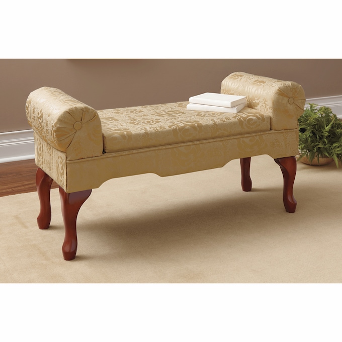 Upholstered Rose Storage Bench, Gold, large