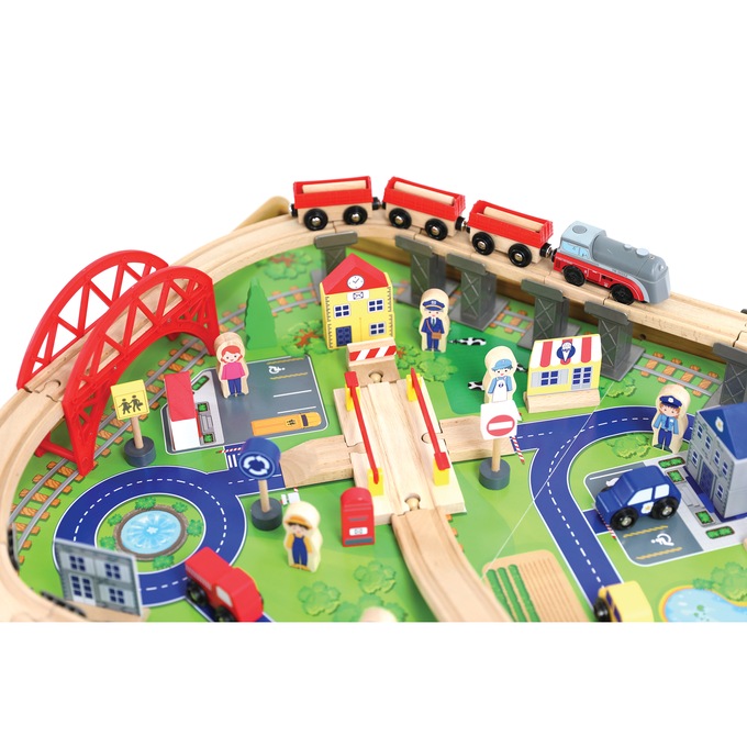 100-Piece Wooden Train Table Set with Storage, Multi, large